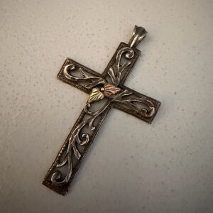 Black hills gold and Sterling Silver Cross Pendant